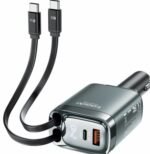 PD 105W Car Charger USB+Type c Port  with Two Retractable Type c Cable and Real Power Display - Image 3