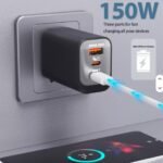 150W Type C PD Fast Charger 3 Ports USB-C Quick Charge Mobile Phone Charger Wall Adapter 150W