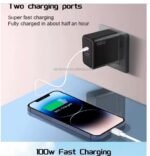 100W UK Plug  USB-C Fast Charging USB Type c Mobile Phone Quick Charger 100W USB C Travel Adapter