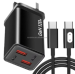 UK Plug 120W 4 Ports USB Type C Fast Charging Wall Adapter 120W GaN USB-C Travel Charger Quick Charge Mobile Phone Adapter