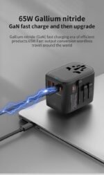 65W GaN Universal Travel Adapter for US UK AUS EU International Plug AC 100-250V Worldwide Power Adapter Charger - Image 2