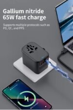 65W GaN Universal Travel Adapter for US UK AUS EU International Plug AC 100-250V Worldwide Power Adapter Charger - Image 4