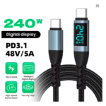 240W 0.5m Type C to Type C Super Charge Digital Display Cable