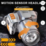 Motion Sensor Headlamp Type-C Zoomable 3600mAh Digital Display White Laser 30W LED Outdoor Hiking Headlight Induction Head Lamp - Image 2