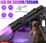 Zoom 365/395nm High Bright UV Flashlight Aluminum Alloy USB Charging Torch for Pet Urine Cat Tinea Marker Scorpion Leakage - Image 3