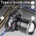 Camping Telescopic Zoom LED Headlamp Adjustable Focus Waterproof USB-C Rechargeable Li-Ion Battery Long-Range - Image 3