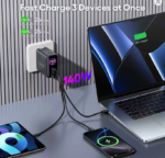 WOTOBE GaN 140W USB-C Wall Charger 3-Port Power Meter,PD3.1 140W PD100W PPS 65W 45W QC5 for MacBook Pro iPhone 17 16 Galaxy S25 - Image 3