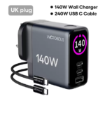 WOTOBE GaN 140W USB-C Wall Charger 3-Port Power Meter,PD3.1 140W PD100W PPS 65W 45W QC5 for MacBook Pro iPhone 17 16 Galaxy S25