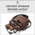 BULLCAPTAIN Cowhide Leather Men Top Handle Handbag Side Satchel Bags Leather Crossbody Messenger Bag Men Leather Shoulder Bag - Image 3