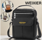 WEIXIER Men's Bag PU Shoulder Bag - Flip Cover with Three-Dimensional Side Pockets, Durable PU Material Suitable for Daily Use