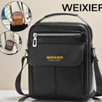 WEIXIER Men's Bag PU Shoulder Bag - Flip Cover with Three-Dimensional Side Pockets, Durable PU Material Suitable for Daily Use
