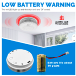 10 years Battery Fire Alarm Stand Alone Smoke Detector with Alarm 85 DB Alarm - Image 2
