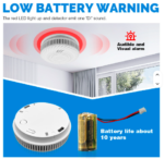 10 years Battery Fire Alarm Stand Alone Smoke Detector with Alarm 85 DB Alarm - Image 4