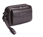 Men Clutch Bag Long Wallet Purse Genuine Leather 6.4 Inch Mobile Cell Phone Case Pocket Business Cowhide Male Handy Wrist Bag